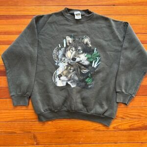 1990s AOP Wolf Pack Graphic Sweater size L